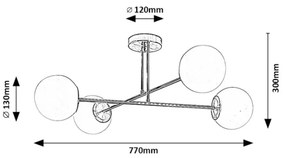 Rabalux 71082 - Lampadario a sospensione con supporto rigido KIARA 4xE27/35W/230V oro