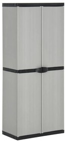 Armadietto Da Giardino Con 3 Ripiani Grigio E Nero 68x40x168 Cm /