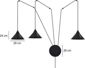 Lampada a sospensione 3xE27 ABRAMO 3 Nera