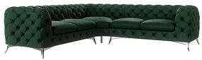 Divano angolare verde scuro con rivestimento in velluto Chelsea – Ropez