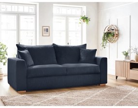 Divano in blu scuro allungabile con rivestimento in velluto a coste 225 cm Augustin – Bobochic Paris