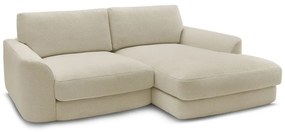 Divano angolare beige (con penisola a destra/con chaise lounge) con rivestimento in bouclé Leonore – Bobochic Paris