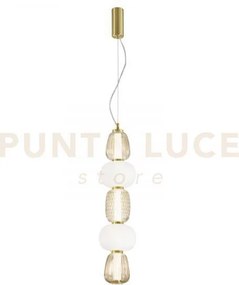 Lampadario a sospensione led totem oro 40w 4000lm 3000k 17x241cm in...