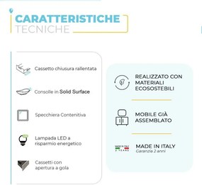 Mobile bagno a terra 80 cm Master grigio con lavabo e specchio contenitore