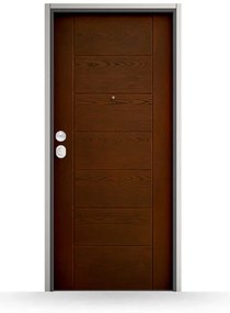 Porta blindata, Exclusive, Noce medio, 800 x 2100 mm ou su misura, modello Guardia, classe di sicurezza 4, configura individualmente