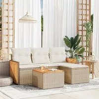 Set Divano da Giardino 5 pz con Cuscini Beige in Polyrattan 3227591