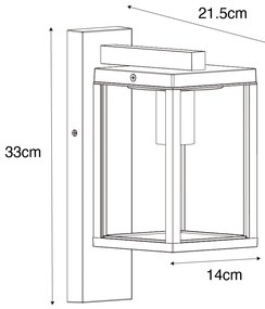 Lanterna da parete per esterni nera con vetro rigato IP44 - Charlois
