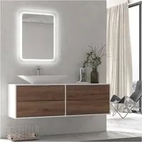 Specchio da bagno adel in vetro con luce led nascosta, dimensioni 60x80