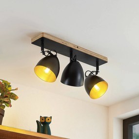 Lindby Colton faretto da soffitto nero/oro 3 luci