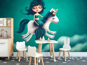 Carta da parati – Sirenetta con unicorno