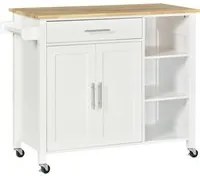 Mobiletto Carrello da Cucina 107,5x48x89 cm con Ruote in Legno MDF Bianco