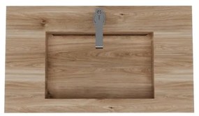 Lavabo a incasso rettangolare vasca centrale IDEEA L 80 x H 12 cm in legno beige opaco