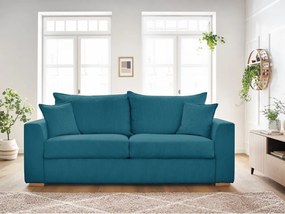 Divano blu allungabile con rivestimento in velluto a coste 225 cm Augustin – Bobochic Paris