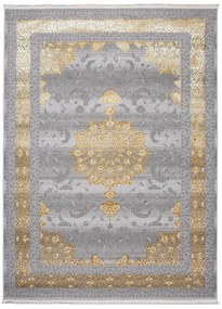 Esclusivo tappeto grigio con motivo orientale dorato Larghezza: 140 cm | Lunghezza: 200 cm