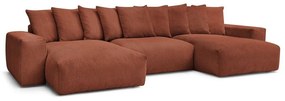 Divano angolare color mattone con rivestimento in velluto a coste Voltaire – Bobochic Paris