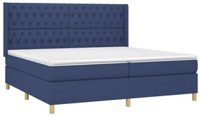 Letto a Molle Materasso e LED Blu 200x200cm in Tessuto