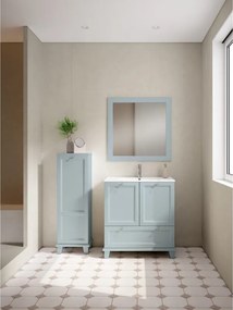 Mobile da bagno a terra sotto lavabo L 80 x H 85 x P 45 cm blu ghiaccio laccato opaco, 1 cassetto, 2 ante VISOBATH Unike