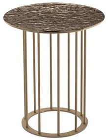 Tavolino tondo D45 cm con base in metallo Beige e piano in vetro martellato Bronzo MUTE