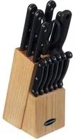 Ceppo in Legno 11 Coltelli 1 Forbice 1 Affilacoltelli Collection Nero