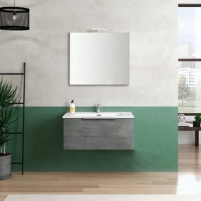 Mobile sottolavabo e lavabo Portaland cemento L 90 cm 1 vasca