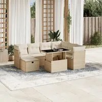 Set Divano da Giardino 8 pz con Cuscini Beige in Polyrattan 3274678