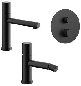Set miscelatori nero opaco lavabo bidet e doccia con deviatore Gemini