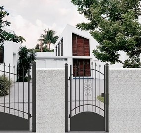 Cancello manuale battente Marmolada in ferro, apertura a sinistra, L 104.5, H 180-195 cm, di colore nero