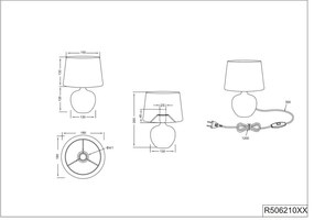 Lampada da tavolo in ceramica nera e tessuto, altezza 26 cm Luxor - Trio
