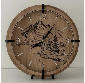 Li-Go 23676/DUB5 - Orologio da parete 1xAA Ø 32 cm rovere/Montagne