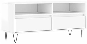 Mobile porta tv bianco lucido 100x34,5x44,5cm legno multistrato