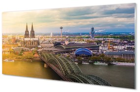 Quadro su vetro acrilico Ponti panorama del fiume tedesco 100x50 cm