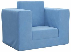 Divano Per Bambini Blu İn Morbido Peluche /