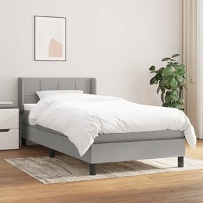 Giroletto A Molle Con Materasso Grigio Chiaro 90x190 Cm Tessuto /