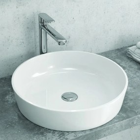 Lavabo da appoggio tondo 48cm ceramica bianca | Litos-0010 - KAMALU