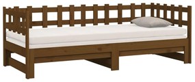 Dormeuse Estraibile Miele 2x(80x200) cm Legno Massello di Pino