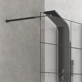 Vetro per doccia walk in 70cm con serigrafia nera e profili neri NICO-W1000 - KAMALU
