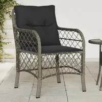 Sedie da Giardino con Cuscini 2 pz Grigie in Polyrattan 365155