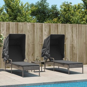 Lettini Prendisole 2 Pz Con Baldacchino E Tavolino Polyrattan /