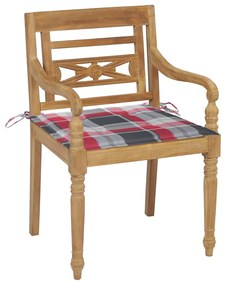 Sedie batavia con cuscini 4 pz in legno massello di teak