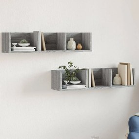 Mobili Parete 2 Pz Grigio Sonoma 75x18x16,5 Cm İn Multistrato /