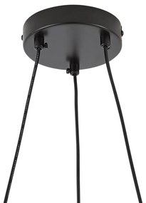 Lampada a sospensione nera con vetro fumé e ambrato rotonda a 8 luci - Monaco