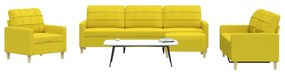 Set Di Divani 4 Pz Con Poggiapiedi Giallo Chiaro İn Tessuto /