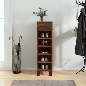 Scarpiera Rovere Marrone 30x35x105 Cm İn Legno Multistrato /