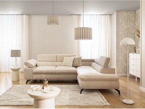 Divano angolare beige (con penisola a destra/a L) con rivestimento in ciniglia Marbeya – Ropez