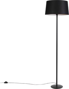 Lampada da terra nera con paralume in lino nero 45 cm - Simplo