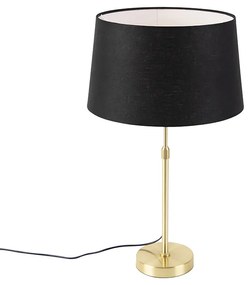 Lampada da tavolo oro / ottone con paralume in lino nero 35 cm - Parte