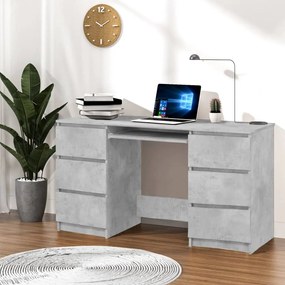 Scrivania Grigio Cemento 140x50x77 Cm İn Legno Multistrato /
