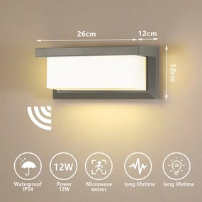 Brilagi-LED Applique da esterno con sensore BRICKY LED/12W/230V grigio IP54