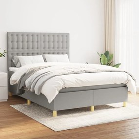 Giroletto A Molle Con Materasso Grigio Chiaro 140x190cm Tessuto /