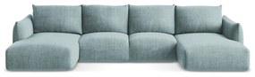 Divano angolare blu allungabile (a U) Leila – Makamii